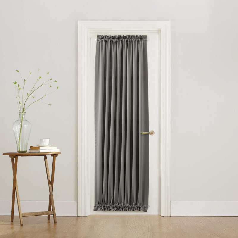 Sun Zero Barrow Energy Efficient Rod Pocket Door Curtain Panel, 54" x 72", Steel - Image 2